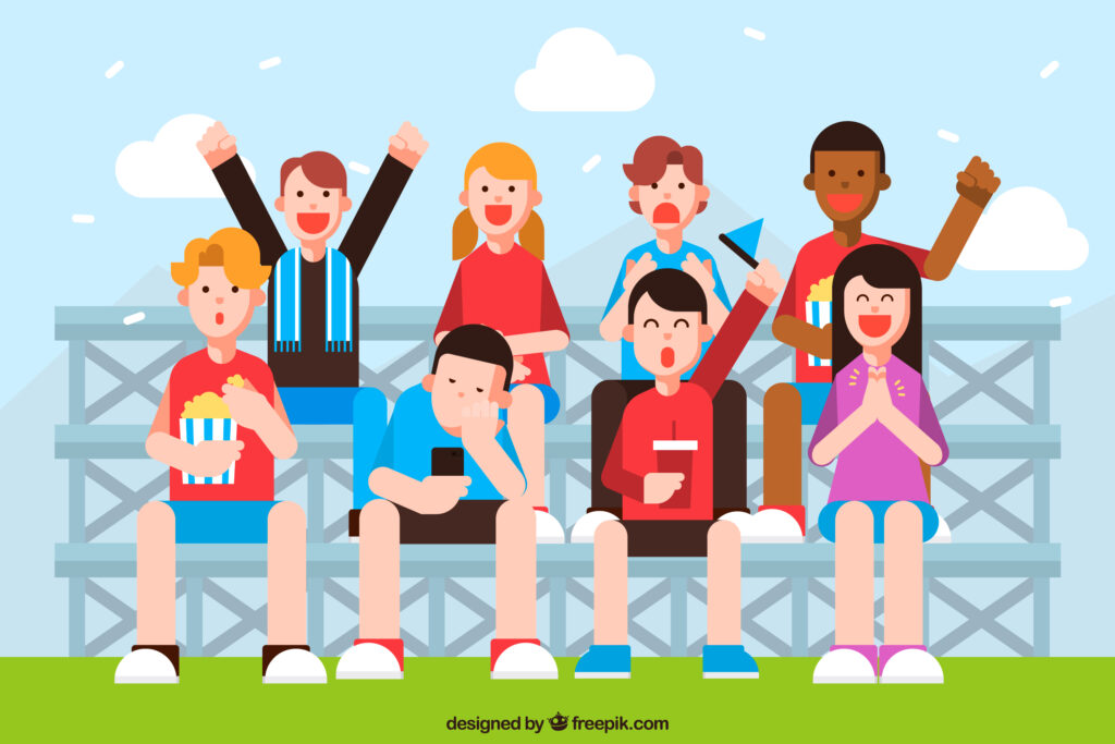 Protección de datos en eventos derportivos: Dibujo de personas en un estadio.