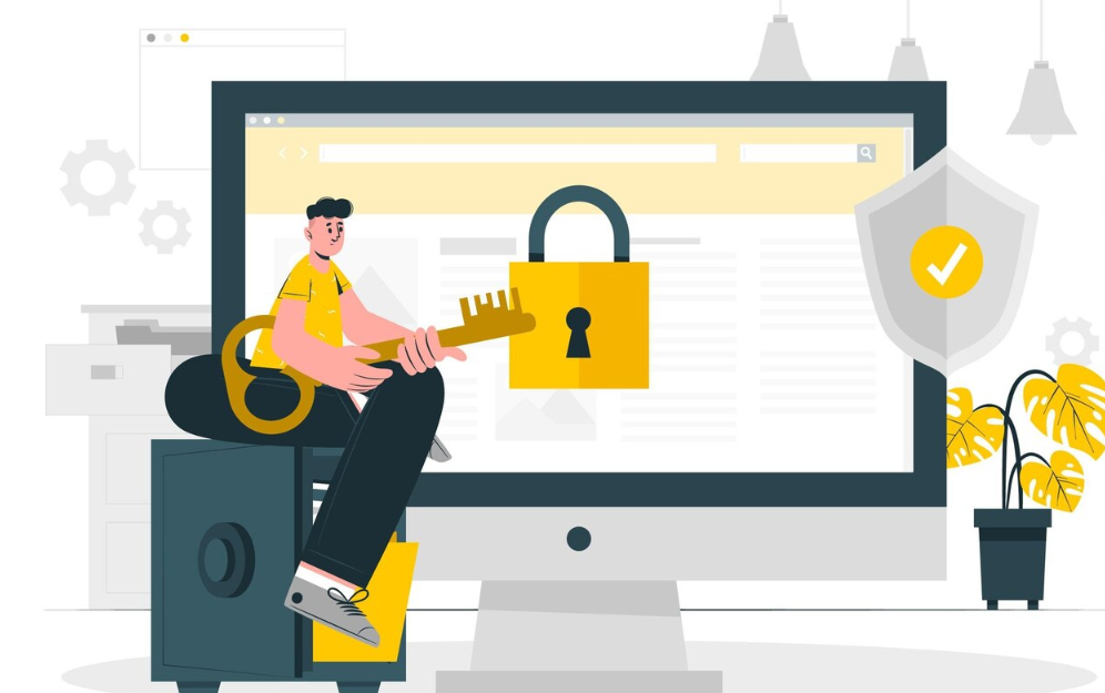 Evaluación en ciberseguridad: dibujo representando como mantener tu equipo protegido.