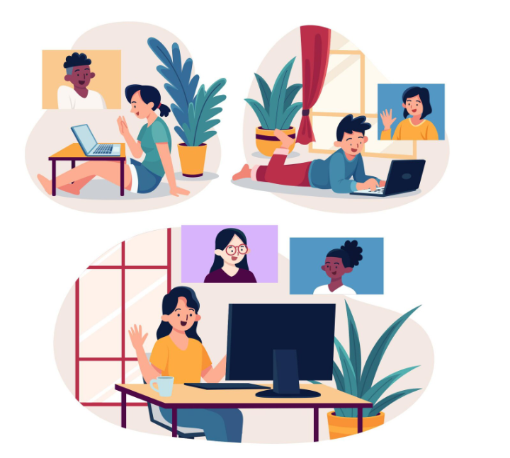 Control empresarial en teletrabajo: personas trabajando desde su casa.