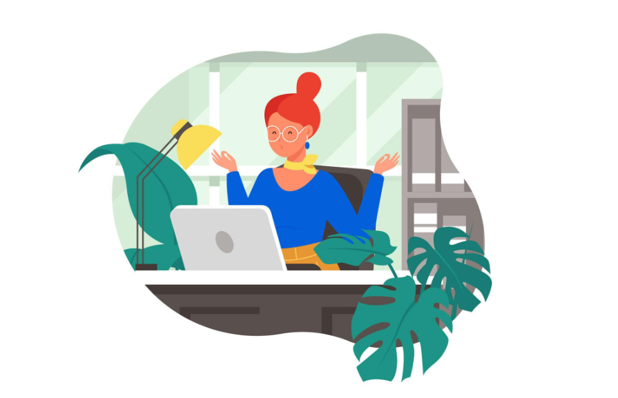 Mujer teletrabajando.